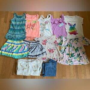 Girls Mixed Bundle / Lot - Colorful Summer Tops, Skorts, Hoodie Size M 7/8